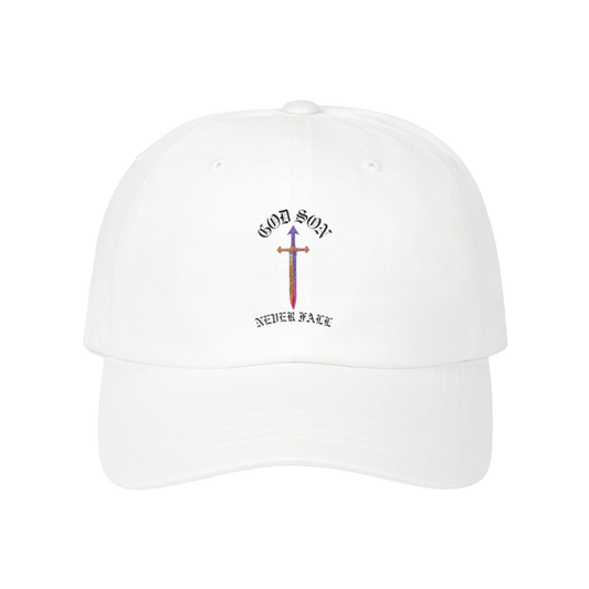 God Son Never Fall White Baseball Dad Cap 