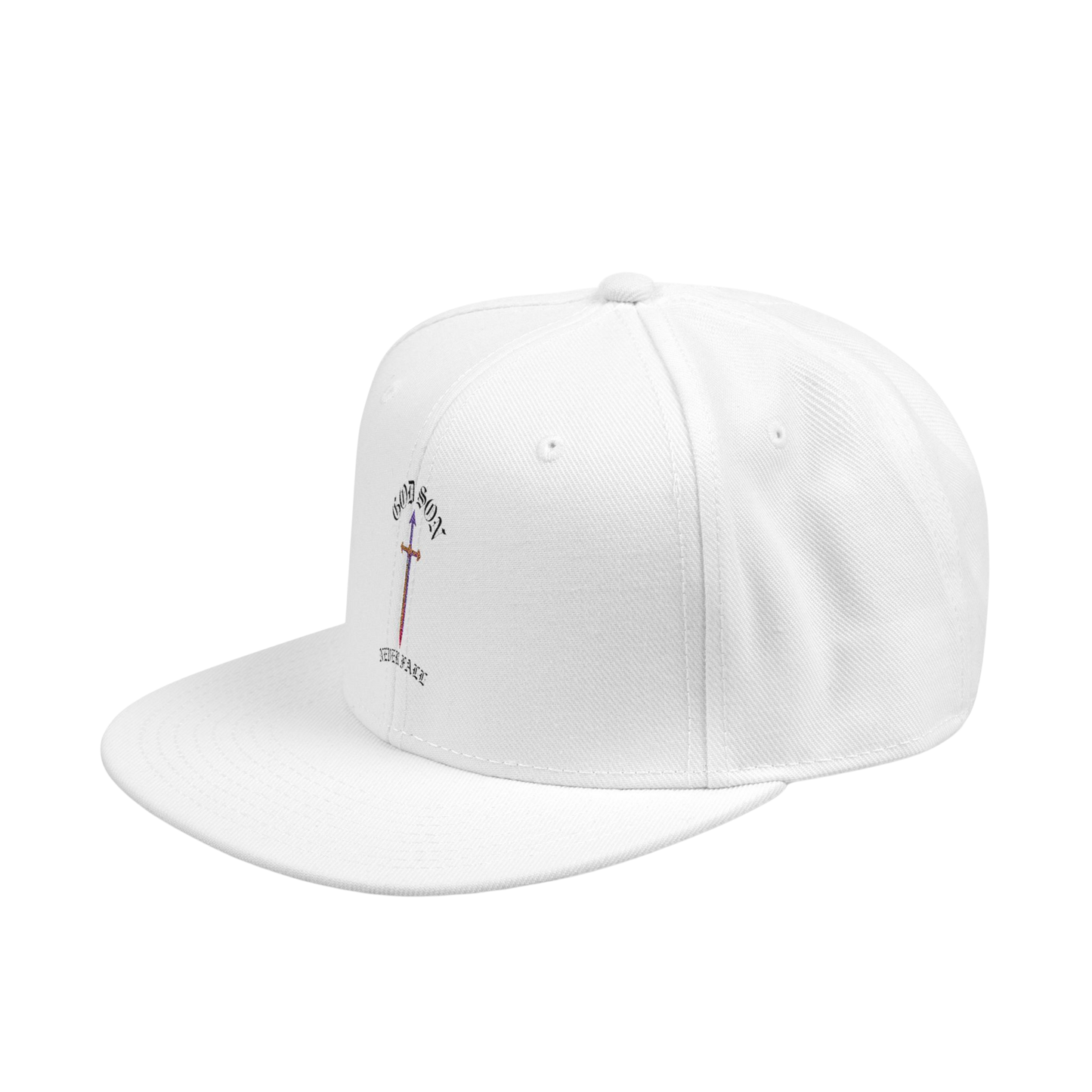 God Son Never Fall White Snapback Cap 